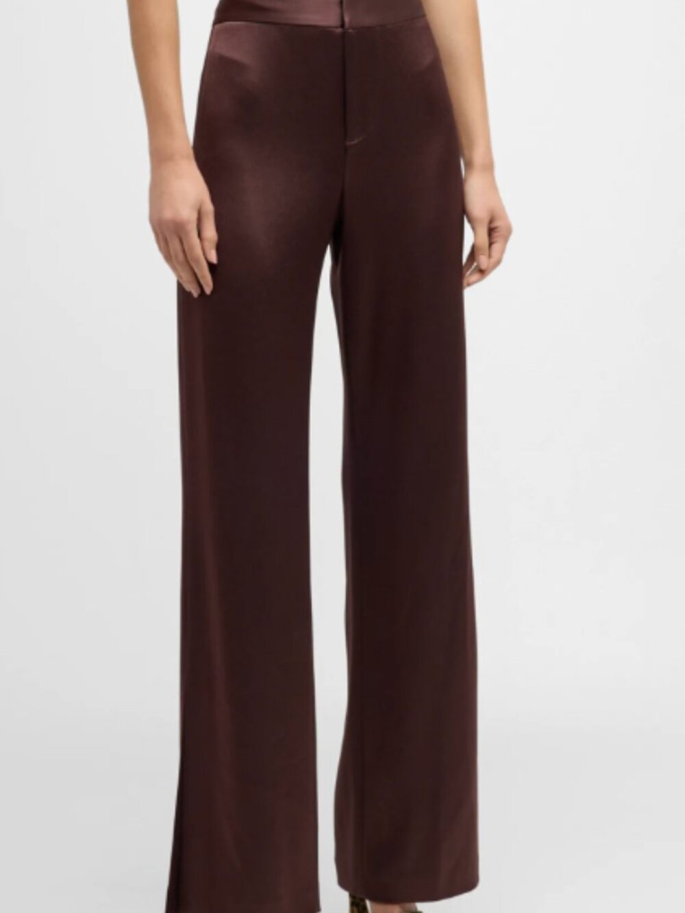 Alice + Olivia Classics Wide Leg Brown Satin Pants